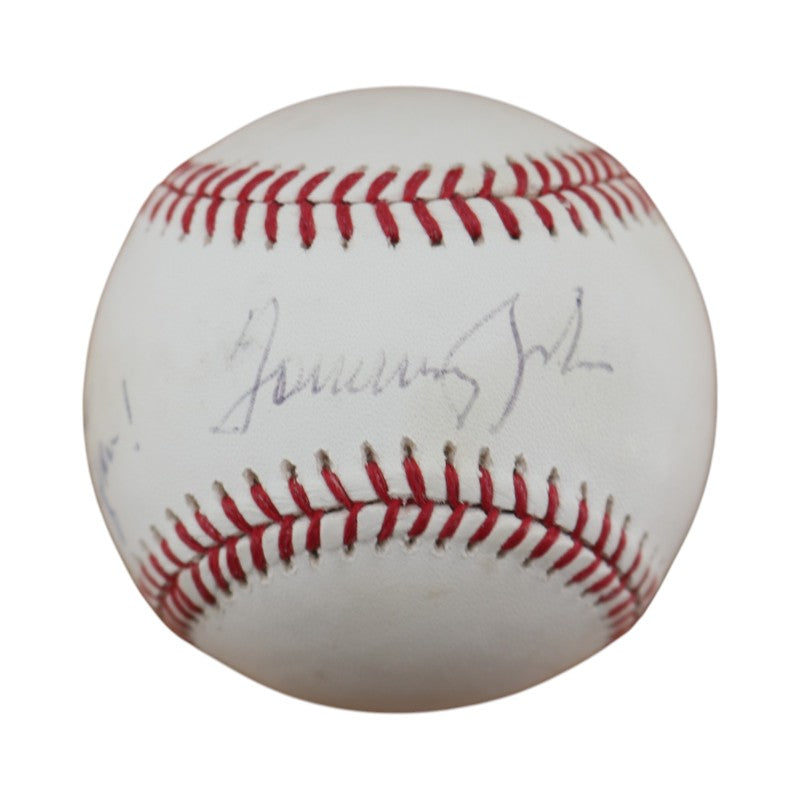 Tommy John New York Yankees Autographed Personalized OMLB Baseball JSA COA