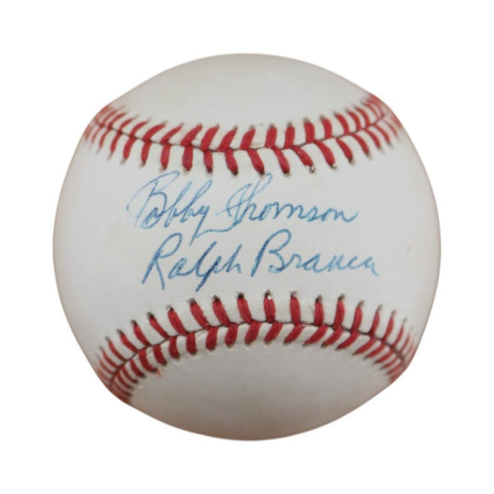 Bobby Thomson Ralph Branca Giants Dual Signed ONL Baseball JSA COA