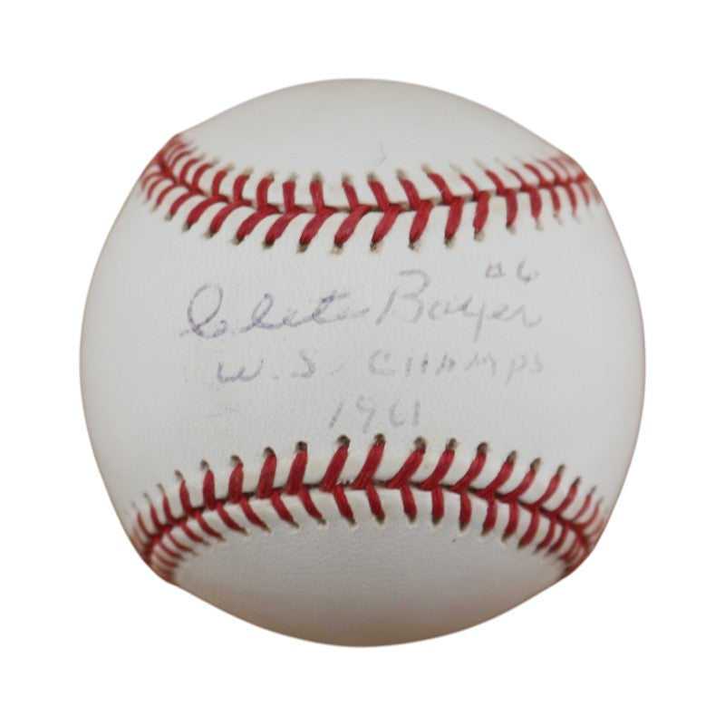 Clete Boyer New York Yankees Autographed Inscribed OMLB Baseball JSA COA
