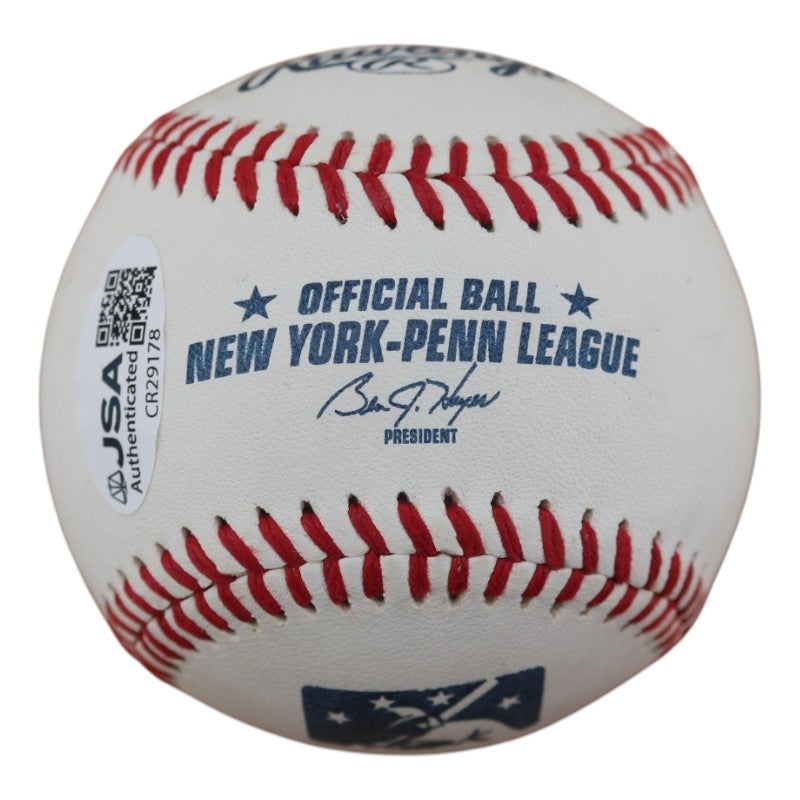 LJ Mazzilli New York Yankees Autographed NYPL Baseball JSA COA