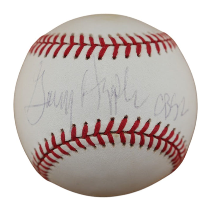 Gary Apple CBS News Autographed Inscribed OMLB Baseball JSA COA 