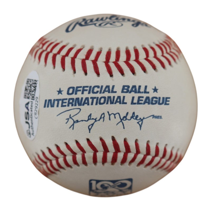 Homer Bush New York Yankees Autographed 100 years Logo OIL Baseball JSA COA