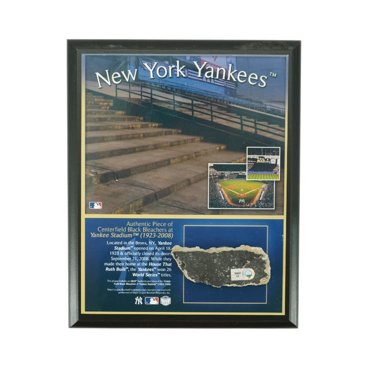New York Yankees Plaque Authentic Black Seats Piece From Old Yankee Stadium Steiner COA