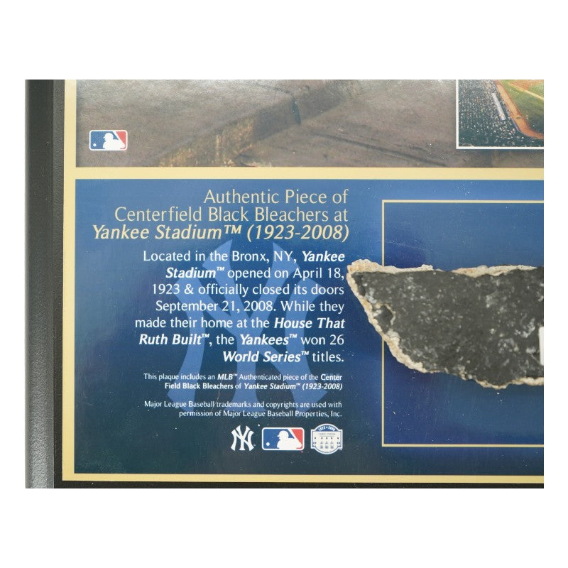 New York Yankees Plaque Authentic Black Seats Piece From Old Yankee Stadium Steiner COA