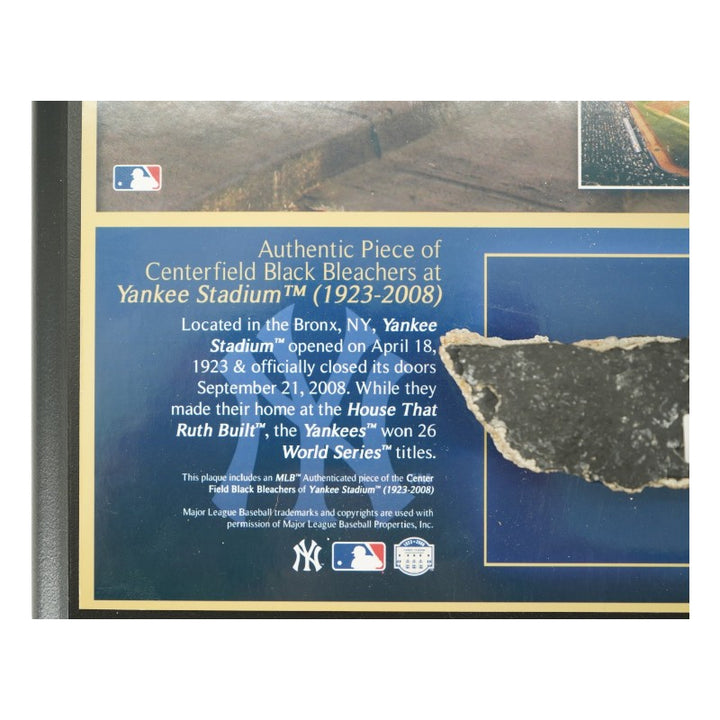 New York Yankees Plaque Authentic Black Seats Piece From Old Yankee Stadium Steiner COA