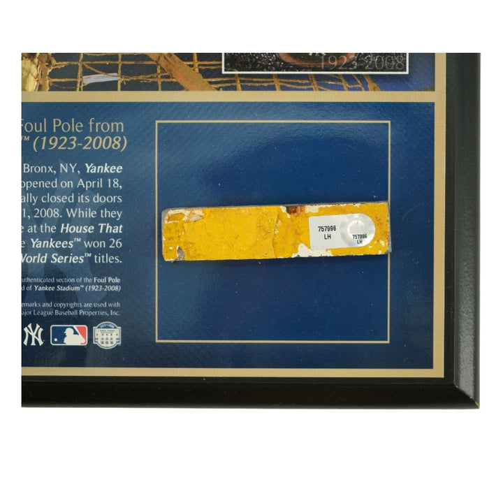 New York Yankees Plaque Authentic Foul Pole Piece From Old Yankee Stadium Steiner LOA