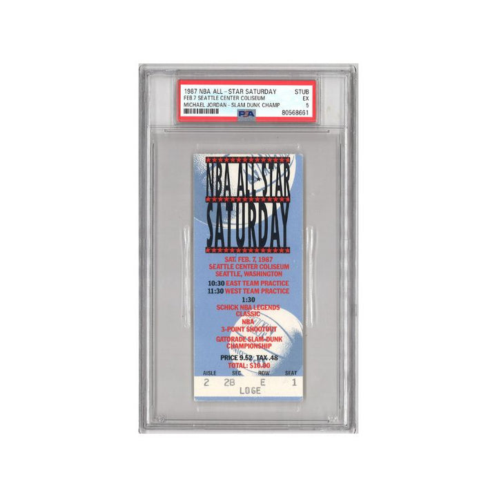 1987 NBA All-Star Saturday Ticket Stub PSA 5 Michael Jordan's 1st Slam Dunk Title