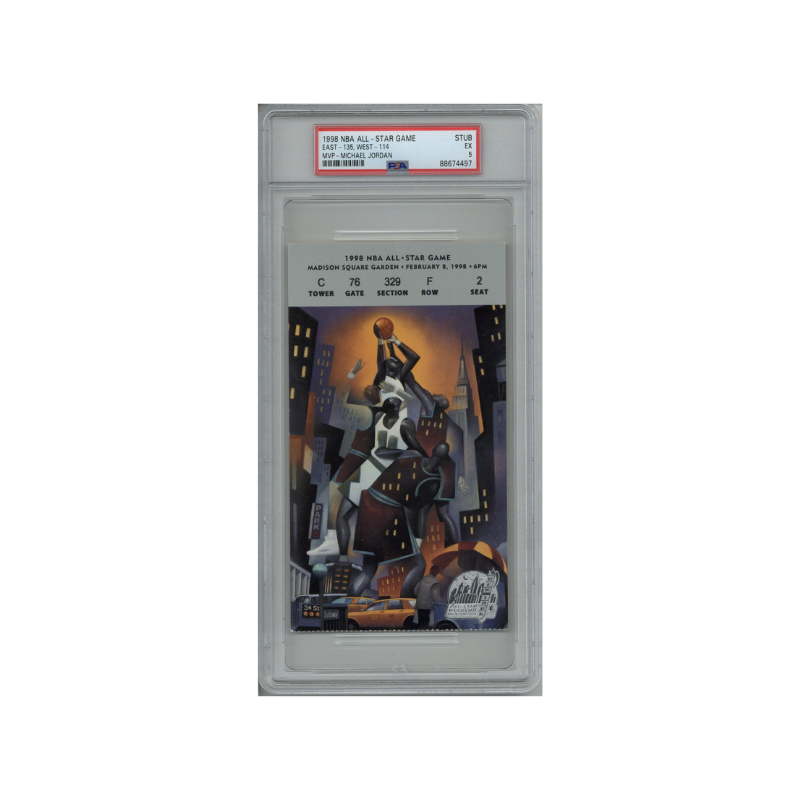 1998 NBA All Star Game Ticket Stub - PSA 5 - New York, NY - Michael Jordan MVP