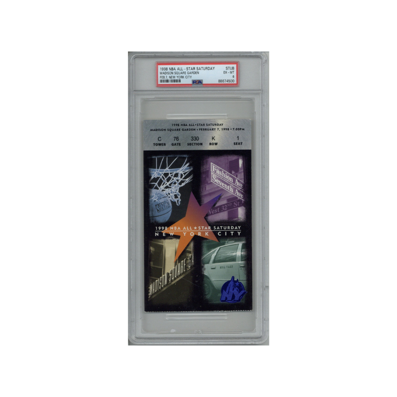 1998 NBA All Star Saturday Ticket Stub - PSA 6 - New York, NY - Jeff Hornacek 3pt Contest Champion