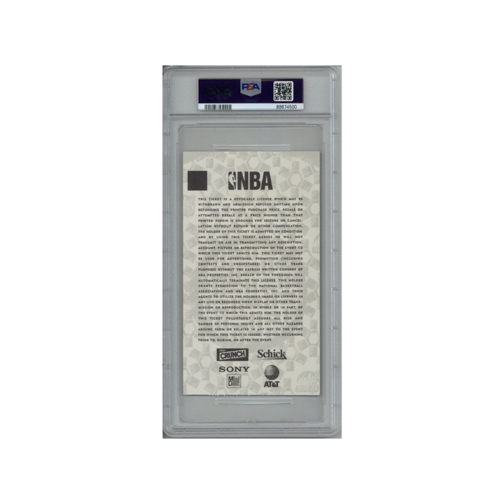 1998 NBA All Star Saturday Ticket Stub - PSA 6 - New York, NY - Jeff Hornacek 3pt Contest Champion