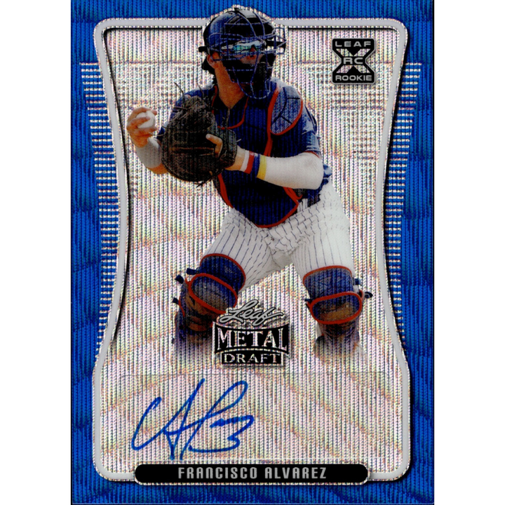 2020 Leaf Metal Draft Auto XRC Blue Wave #LA-FA1 Francisco Alvarez 4/20 #BA-FA1 New York Mets