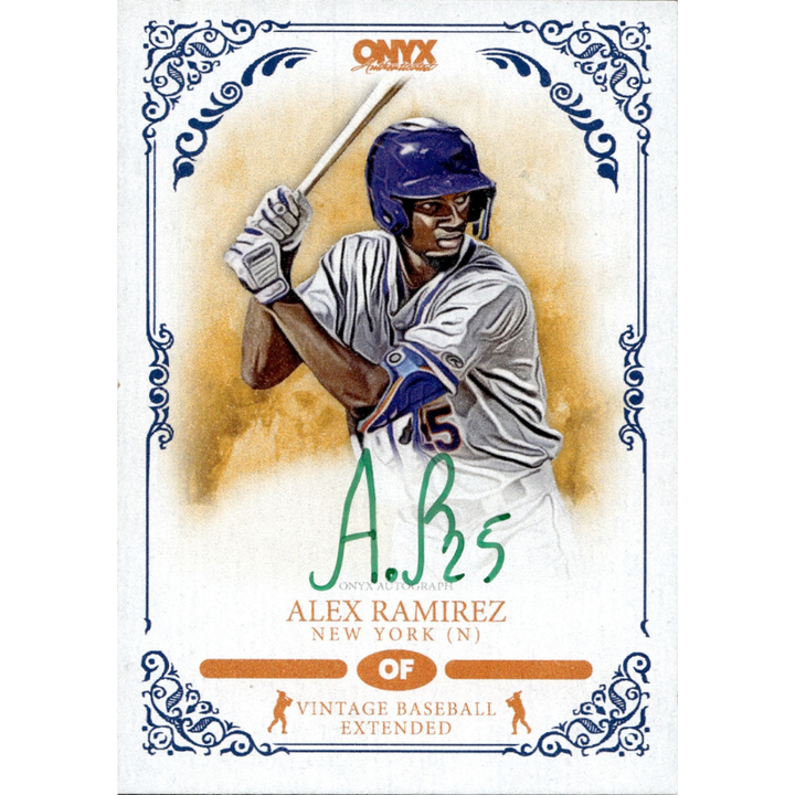 2022 Onyx Vintage Baseball Extended Green Ink Auto Alex Ramirez #VAAR New York Mets (A)