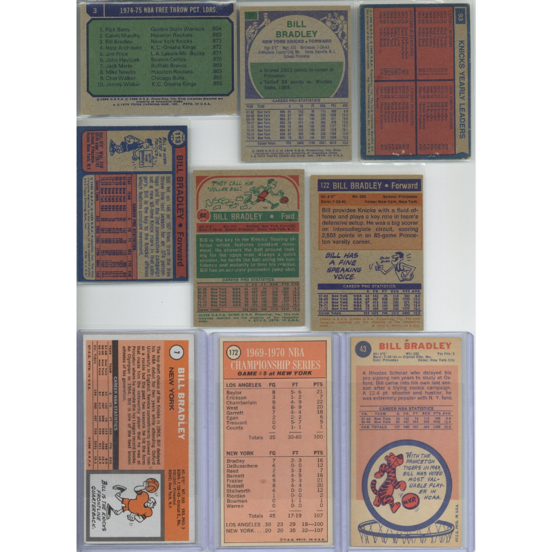 Lot of 9 Bill Bradley Cards