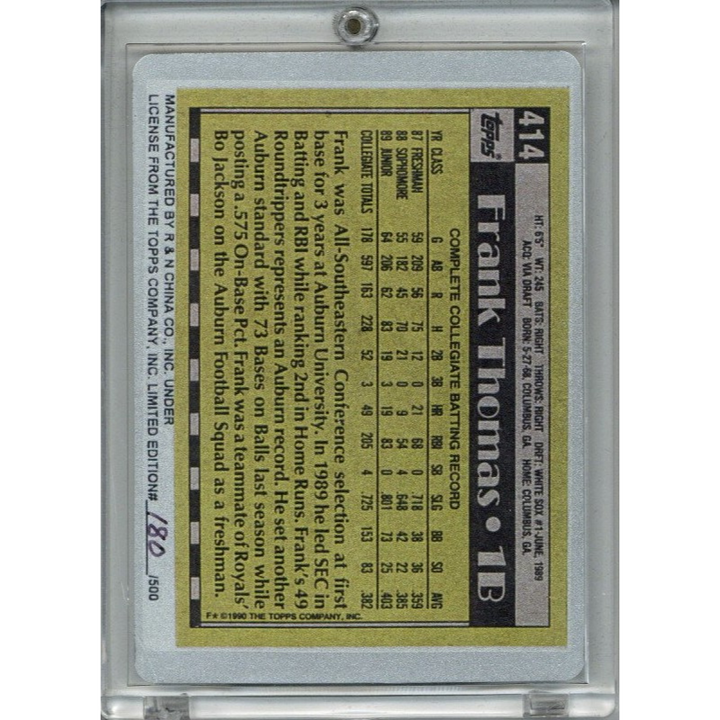 Frank Thomas Chicago White Sox 1990 Topps Vintage Keeper Metal Card #180/500