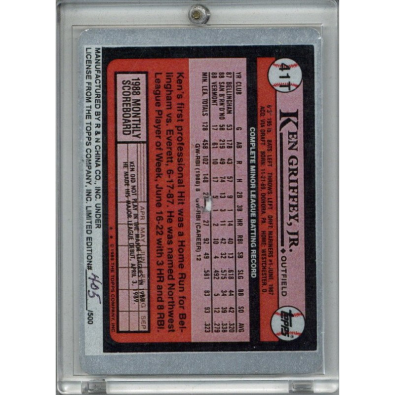 Ken Griffey Jr. Seattle Mariners 1989 Topps Vintage Keeper Metal Card #405/500