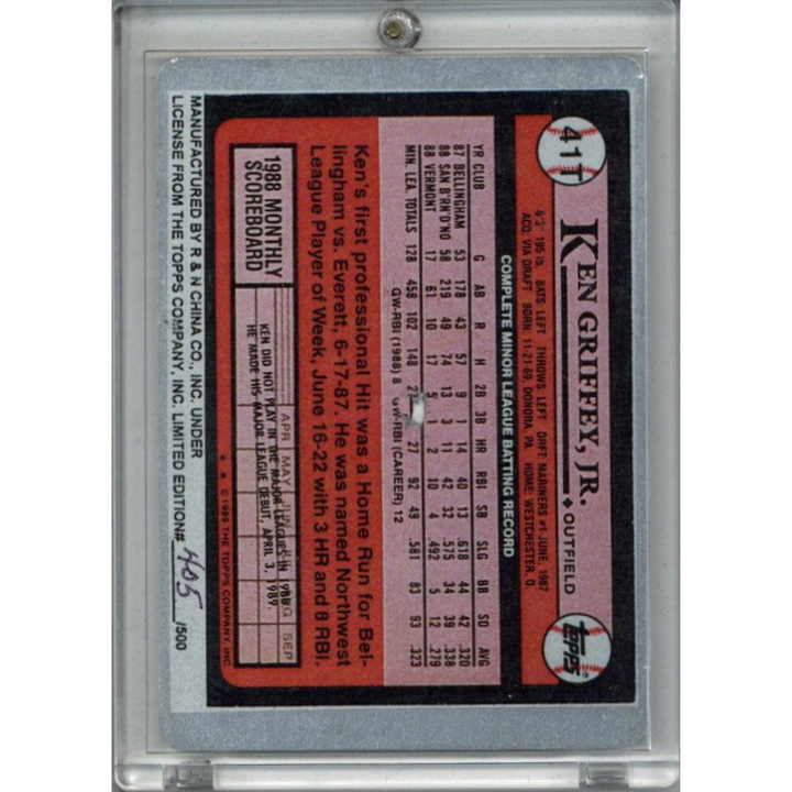Ken Griffey Jr. Seattle Mariners 1989 Topps Vintage Keeper Metal Card #405/500