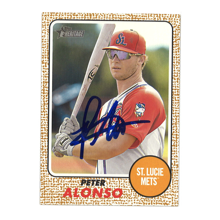 Pete Alonso New York Mets Autographed 2018 Topps Heritage Minors JSA COA