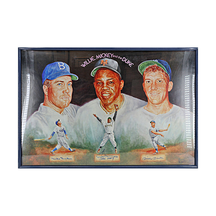 Mantle Mays Snider Yankees Giants Mets Multi Signed Litho LE LE 580/1603 JSA LOA