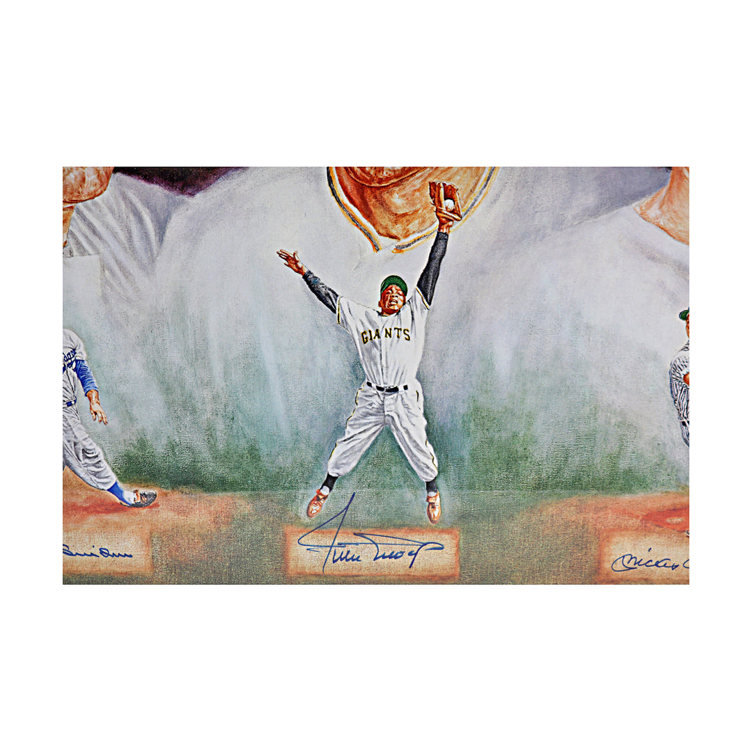 Mantle Mays Snider Yankees Giants Mets Multi Signed Litho LE LE 580/1603 JSA LOA