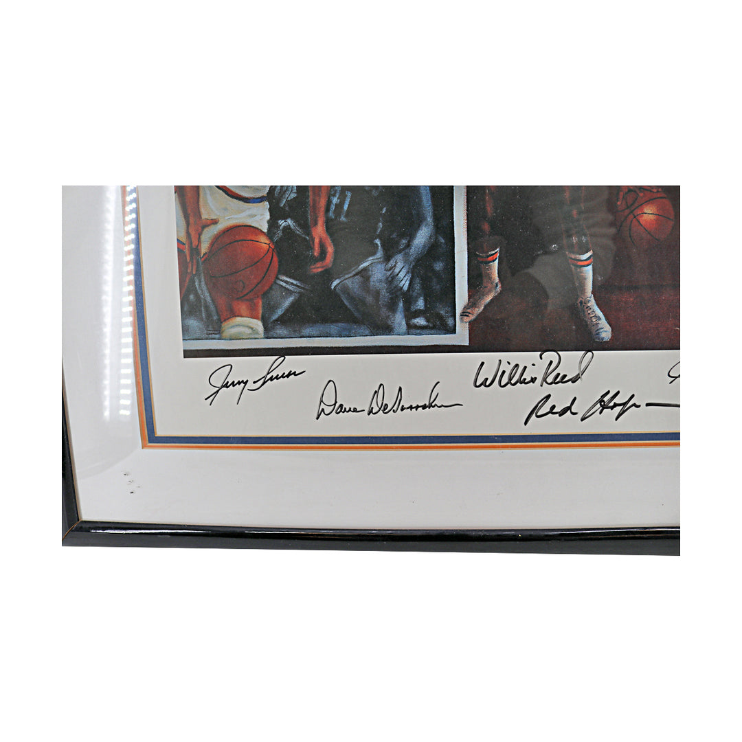 1973 New York Knicks Multi Signed Framed 23x29 Litho 7 Autos JSA LOA