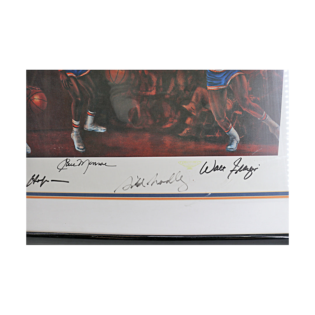 1973 New York Knicks Multi Signed Framed 23x29 Litho 7 Autos JSA LOA