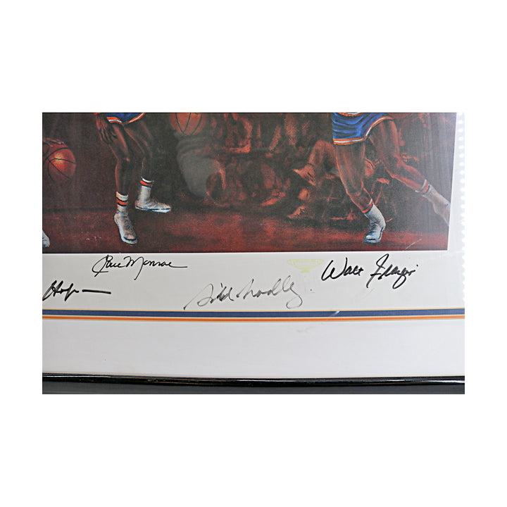 1973 New York Knicks Multi Signed Framed 23x29 Litho 7 Autos JSA LOA