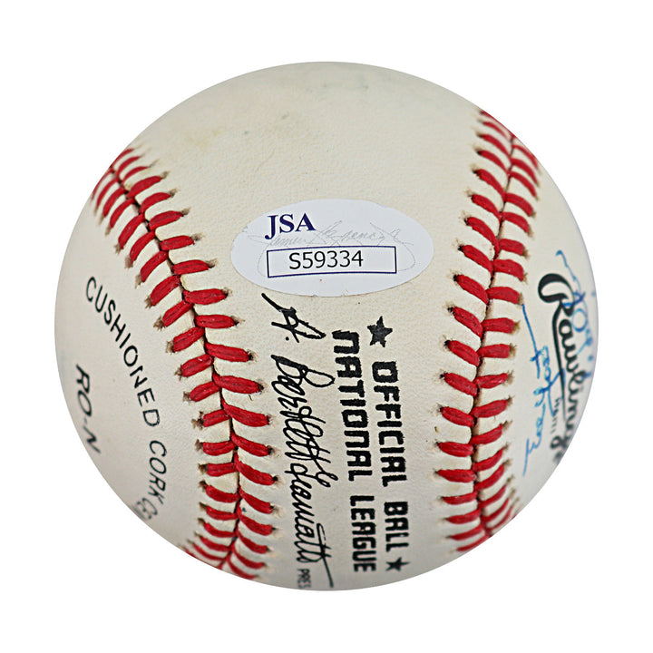 Bud Harrelson, Ed Yost, Rube Walker, Joe Pignitano New York Mets Autographed Signed ONL Baseball (JSA Auth #S59334)