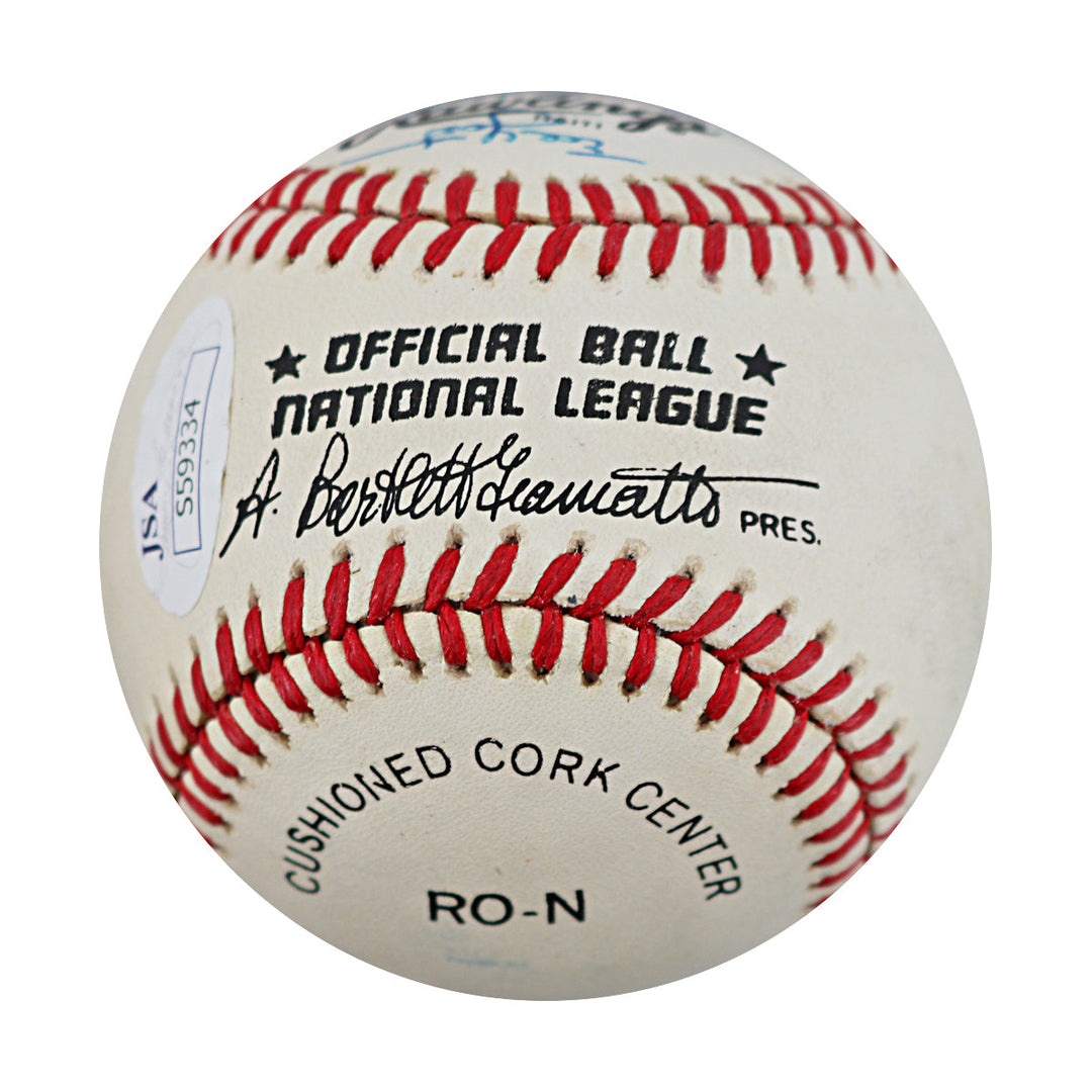 Bud Harrelson, Ed Yost, Rube Walker, Joe Pignitano New York Mets Autographed Signed ONL Baseball (JSA Auth #S59334)