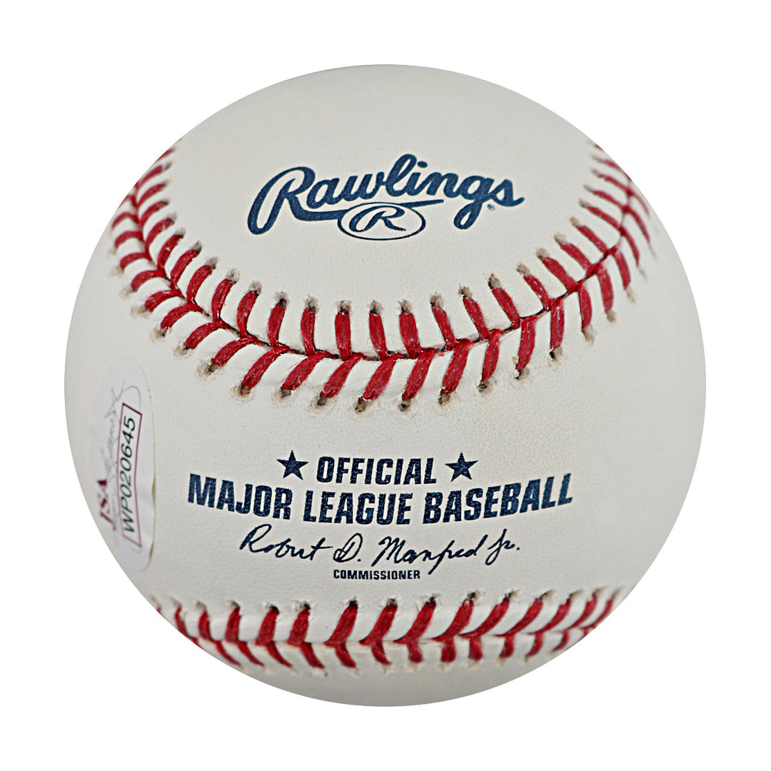 Travis d'Arnaud Mets Braves Autographed Signed OMLB Baseball (JSA Auth #WP020645)