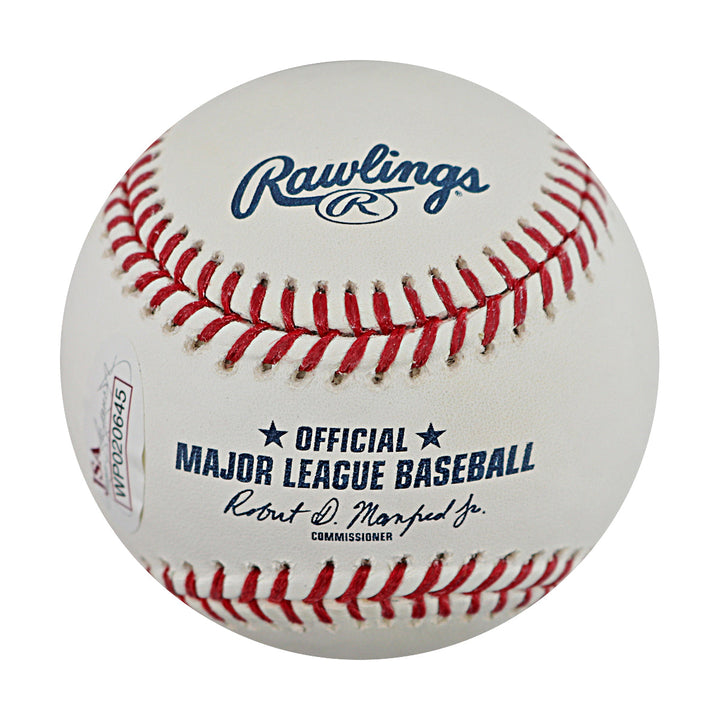 Travis d'Arnaud Mets Braves Autographed Signed OMLB Baseball (JSA Auth #WP020645)