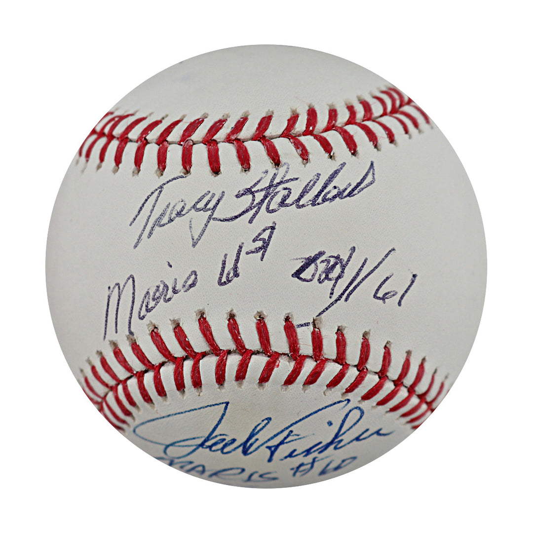 Paul Foytack, Jack Fisher & Tracy Stallard Maris Milestone Pitches Multi Signed Autographed Inscribed OMLB Baseball (Stallard Enterprises Holo #1238)