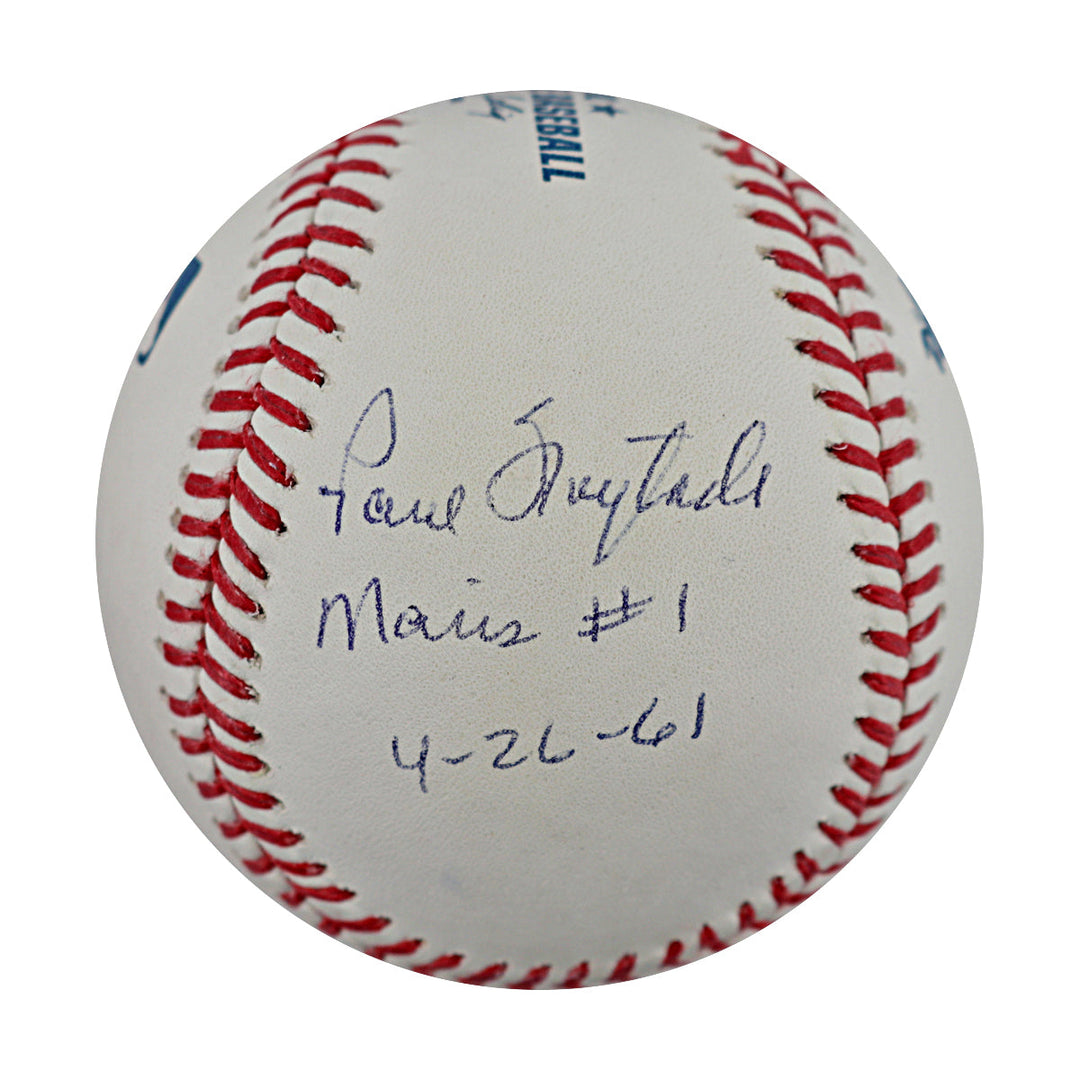 Paul Foytack, Jack Fisher & Tracy Stallard Maris Milestone Pitches Multi Signed Autographed Inscribed OMLB Baseball (Stallard Enterprises Holo #1238)