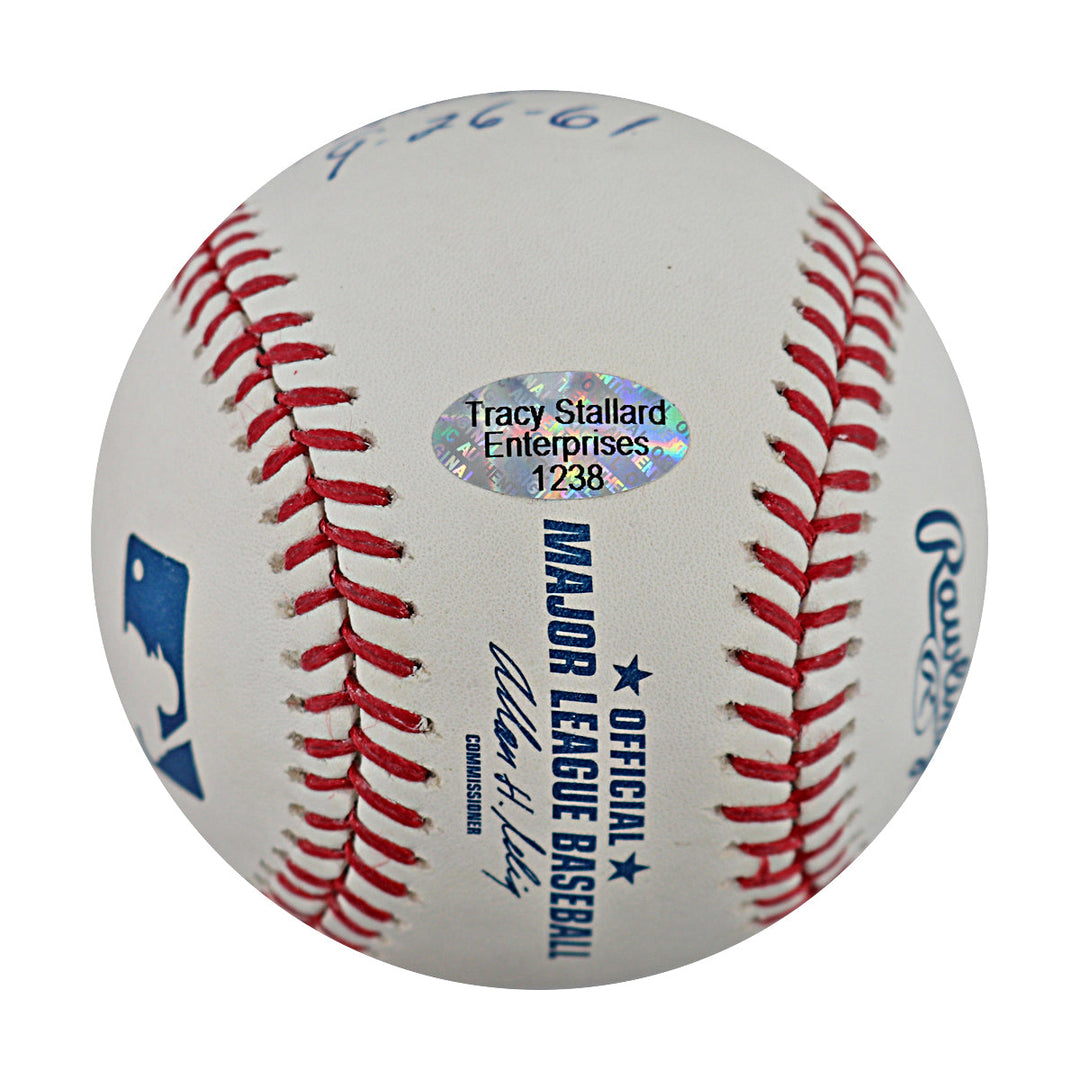 Paul Foytack, Jack Fisher & Tracy Stallard Maris Milestone Pitches Multi Signed Autographed Inscribed OMLB Baseball (Stallard Enterprises Holo #1238)