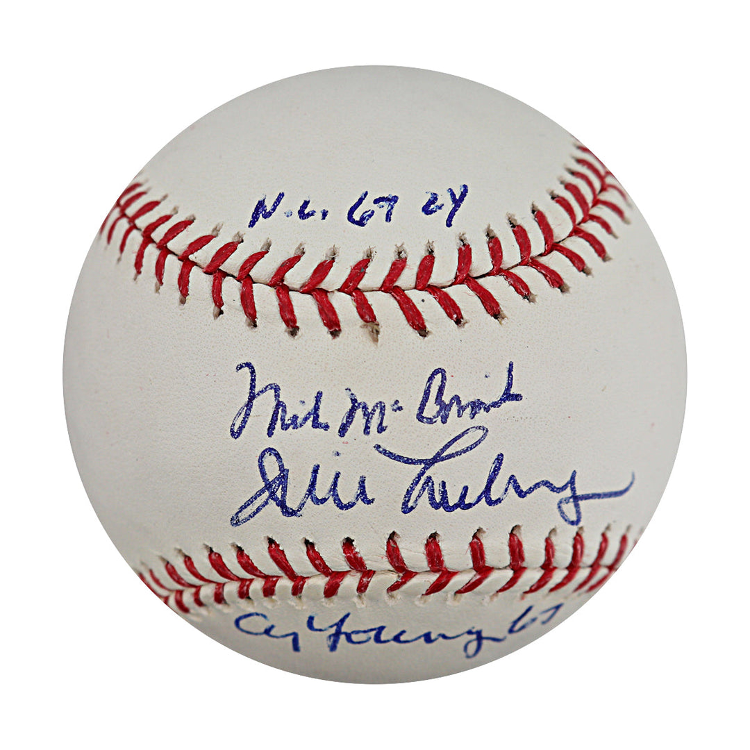 Jim Lonborg & Mike McCormick Giants Sox Autographed Signed Inscribed OMLB Baseball (JSA COA #CE61262)