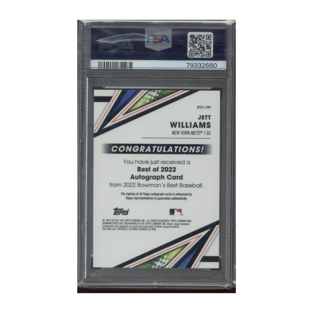 Jett Williams New York Mets Autographed Signed 2022 Bowman's Best #B22JWI (PSA 9)