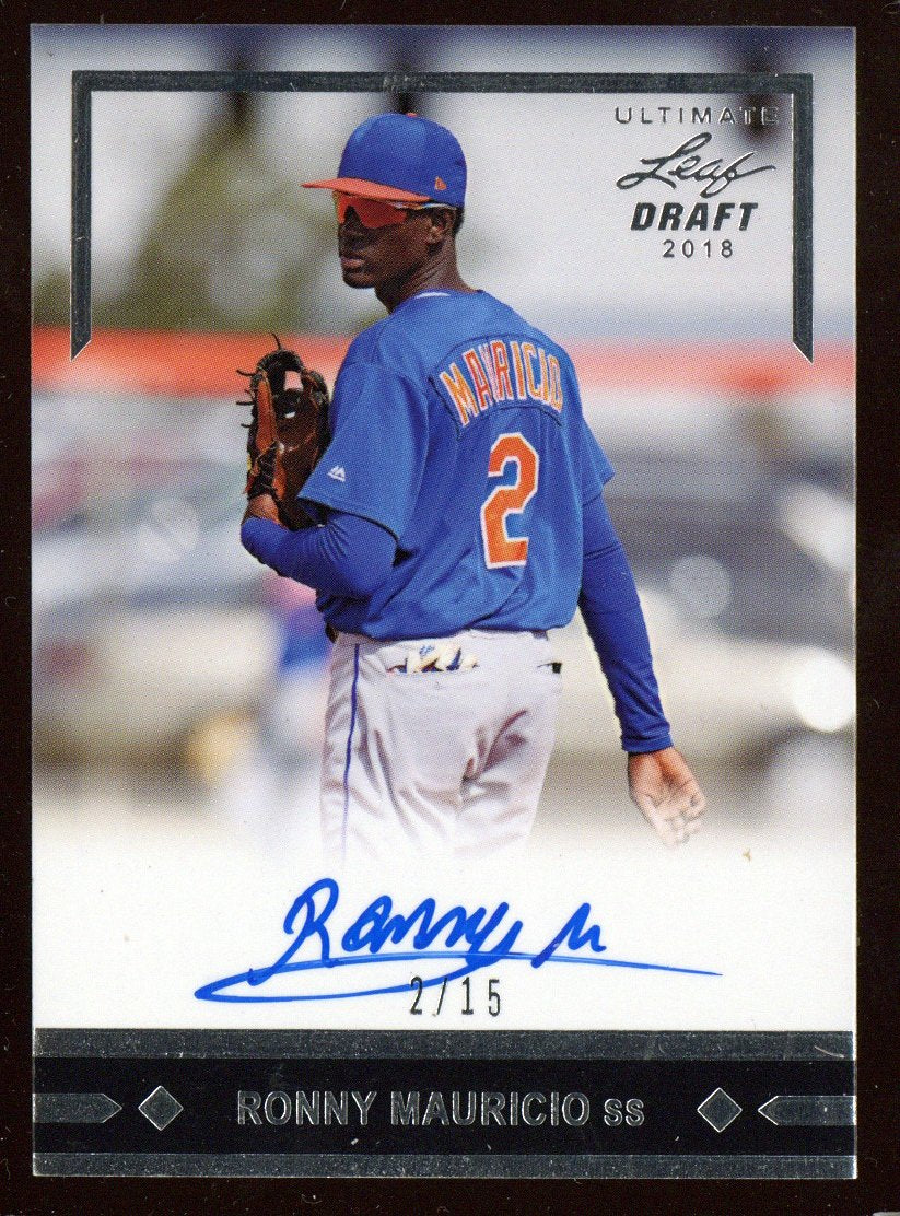 2018 Leaf Ultimate Draft Ronny Mauricio Auto Rookie RC Jersey # 2/15