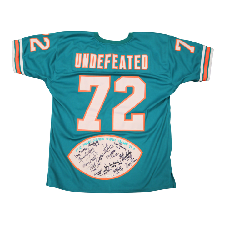 Little Morris Kiick Miami Dolphins 1972 Undefeated Season Multi Signed Custom Jersey 15 Autos JSA LOA