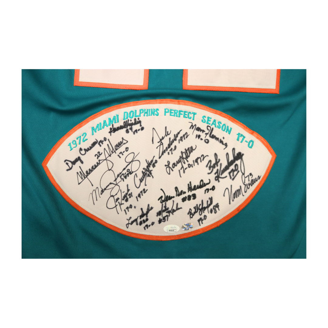 Little Morris Kiick Miami Dolphins 1972 Undefeated Season Multi Signed Custom Jersey 15 Autos JSA LOA