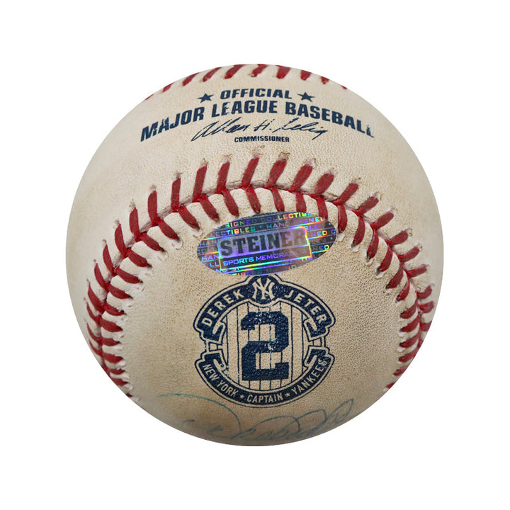 Derek Jeter New York Yankees Autographed Signed 9-7-14 Game Used Ball (Steiner LOA & MLB Auth)