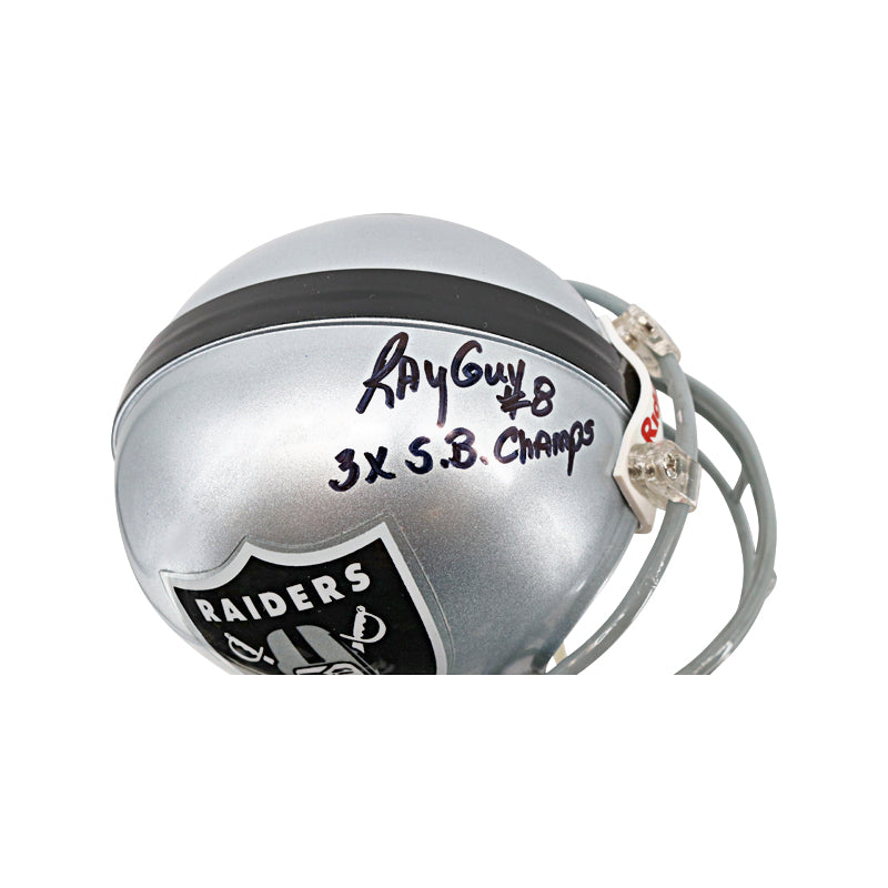 Ray Guy Oakland Raiders Autographed Signed Inscribed Riddell Mini Helmet (JSA COA)