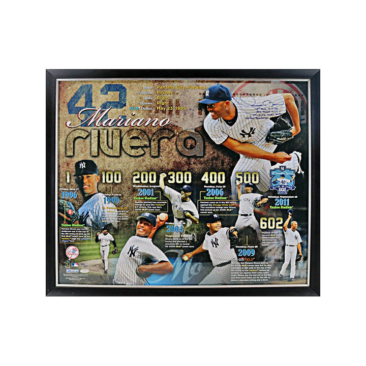 Mariano Rivera New York Yankees Autographed Signed Inscribed Framed All Time Saves Leader 16x20 Montage Photo (Steiner COA)