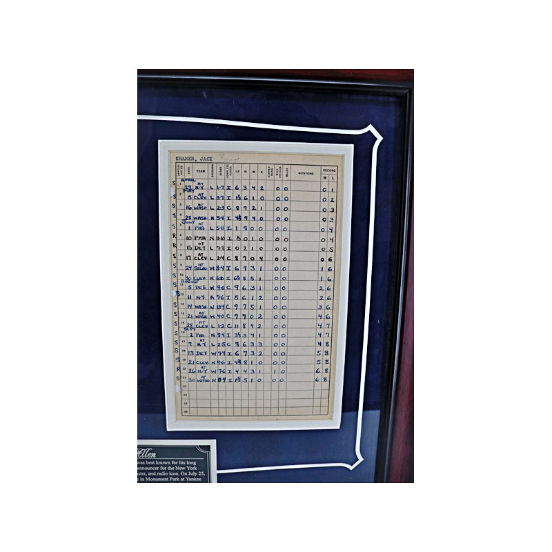Mel Allen 1949 AL Pitchers Framed Stat Sheet (Steiner COA)