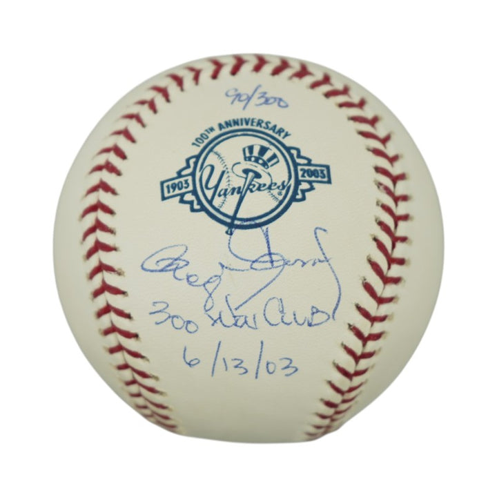 Roger Clemens New York Yankees Autographed Inscribed 100th Anniversary Logo Baseball LE 90/300 Steiner Holo Only