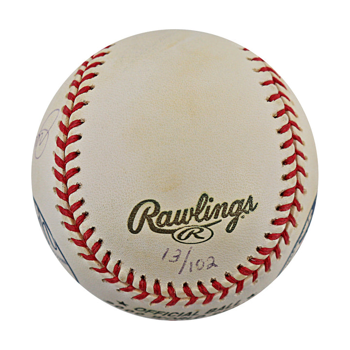Derek Jeter, Joe Torre, & Bobby Valentine New York Yankees Mets Autographed Signed Inscribed 2000 World Series Logo Baseball LE 13/102 (All American Collectibles LOA)