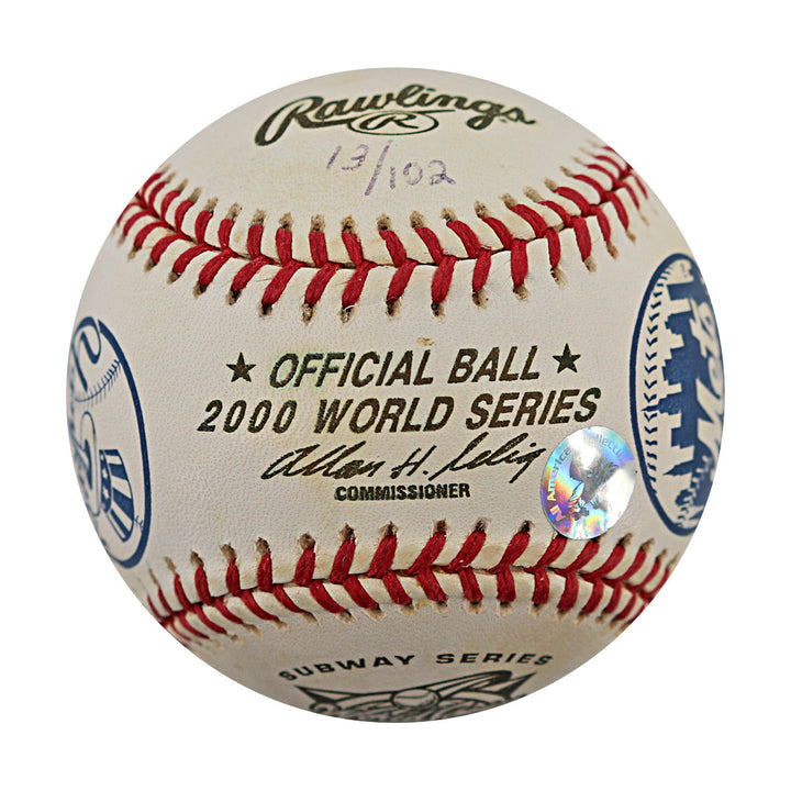 Derek Jeter, Joe Torre, & Bobby Valentine New York Yankees Mets Autographed Signed Inscribed 2000 World Series Logo Baseball LE 13/102 (All American Collectibles LOA)
