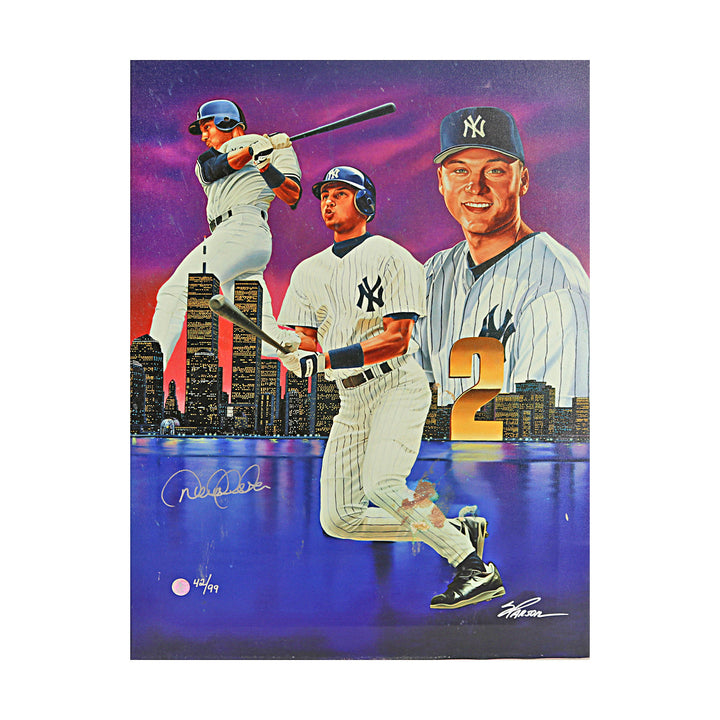 Derek Jeter New York Yankees Autographed Signed "King of New York" Steve Parson Giclee Canvas LE 42/99 (Steiner COA)