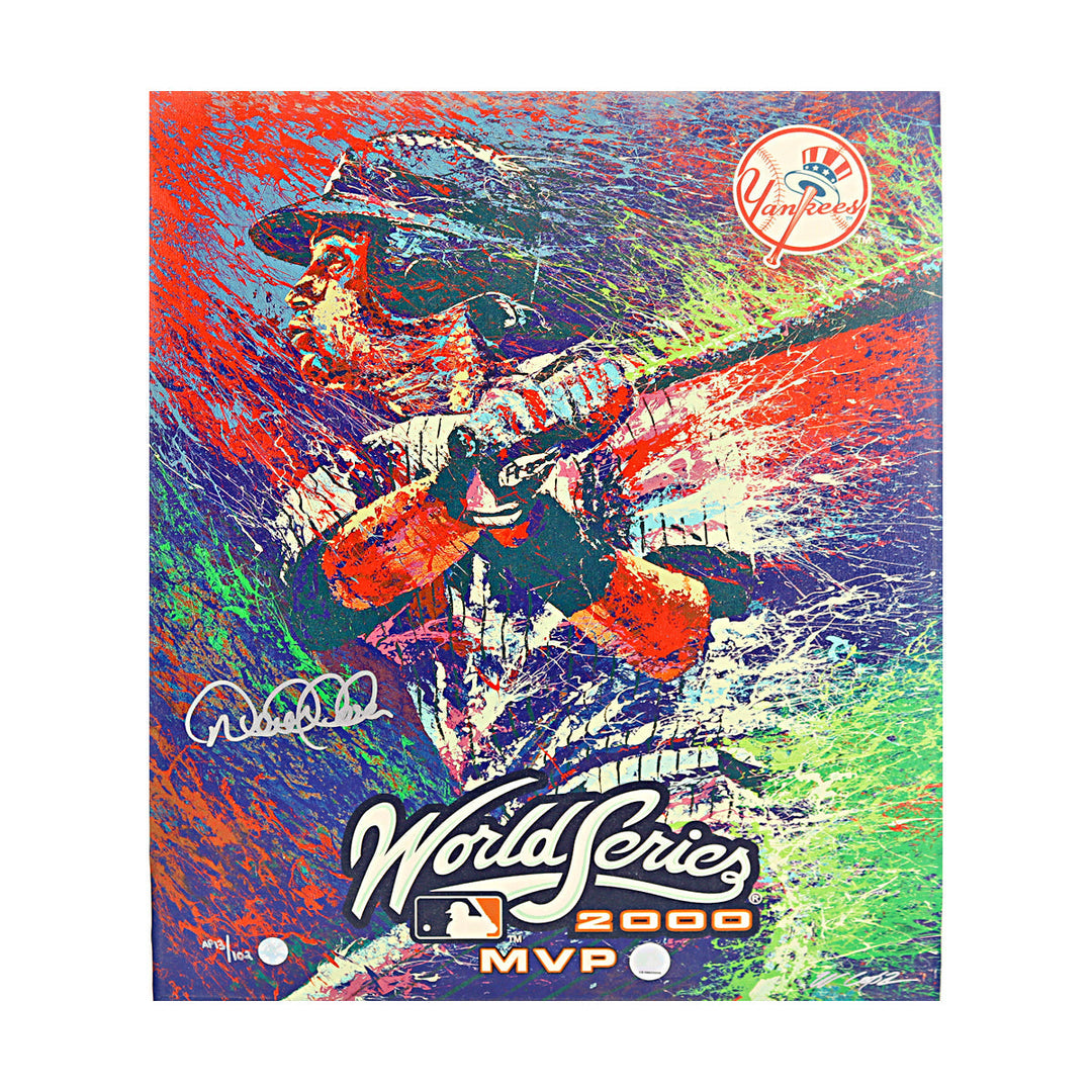 Derek Jeter New York Yankees Autographed Signed 2000 World Series MVP Bill Lopa Giclee Canvas AP 13/102 (All American Collectibles COA)