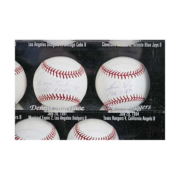 Koufax, Larsen, Johnson, Rogers Perfect Game Pitchers Multi Signed Autographed Inscribed 11 Baseball Case (All American Collectibles COAs)