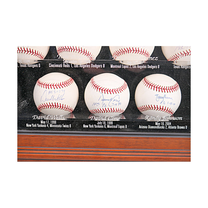 Koufax, Larsen, Johnson, Rogers Perfect Game Pitchers Multi Signed Autographed Inscribed 11 Baseball Case (All American Collectibles COAs)