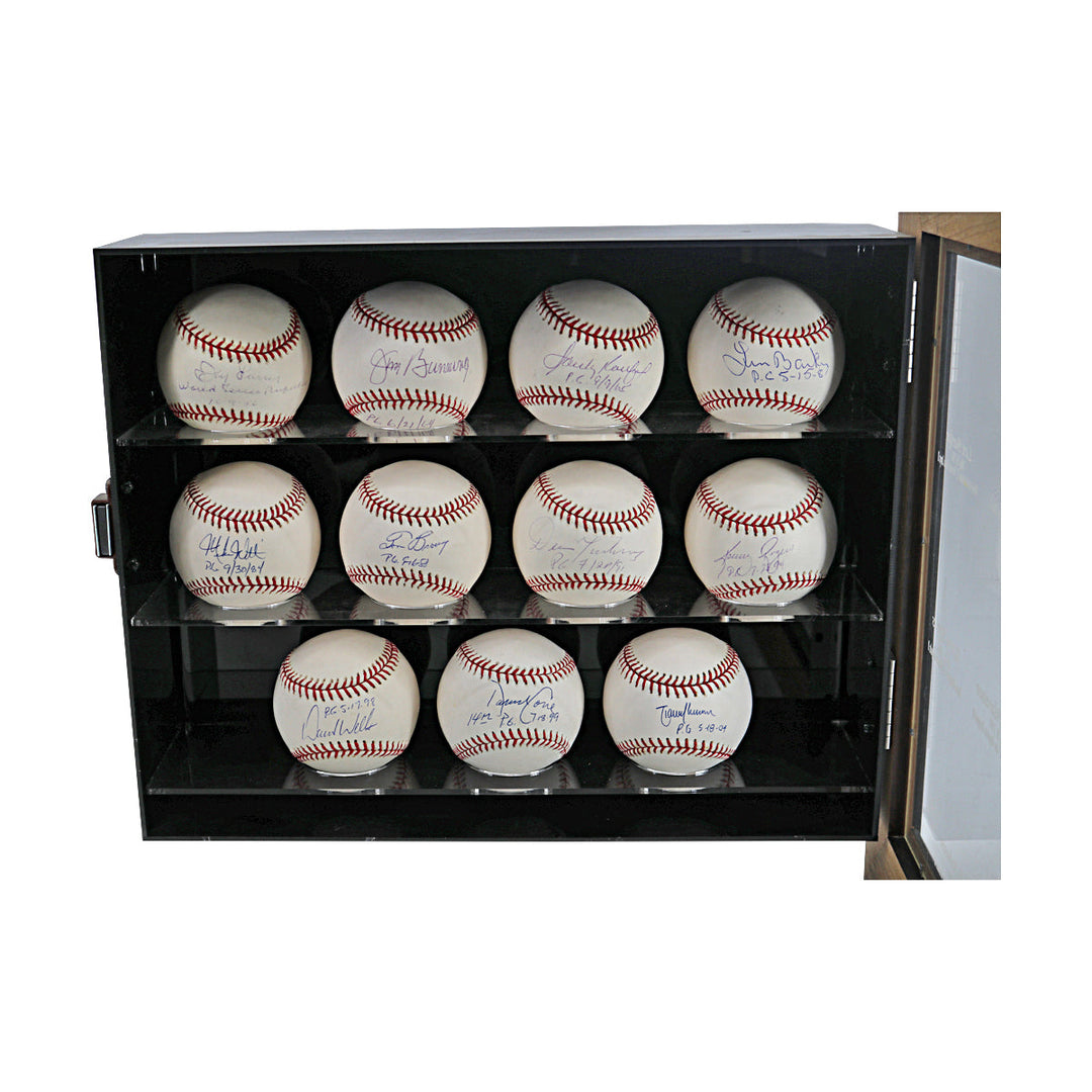 Koufax, Larsen, Johnson, Rogers Perfect Game Pitchers Multi Signed Autographed Inscribed 11 Baseball Case (All American Collectibles COAs)